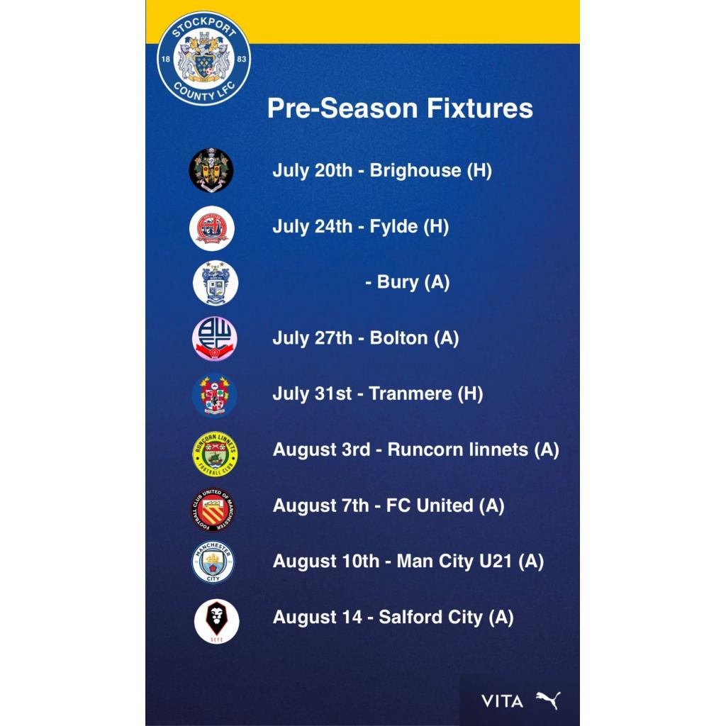 Pre-Season Fixtures Announced